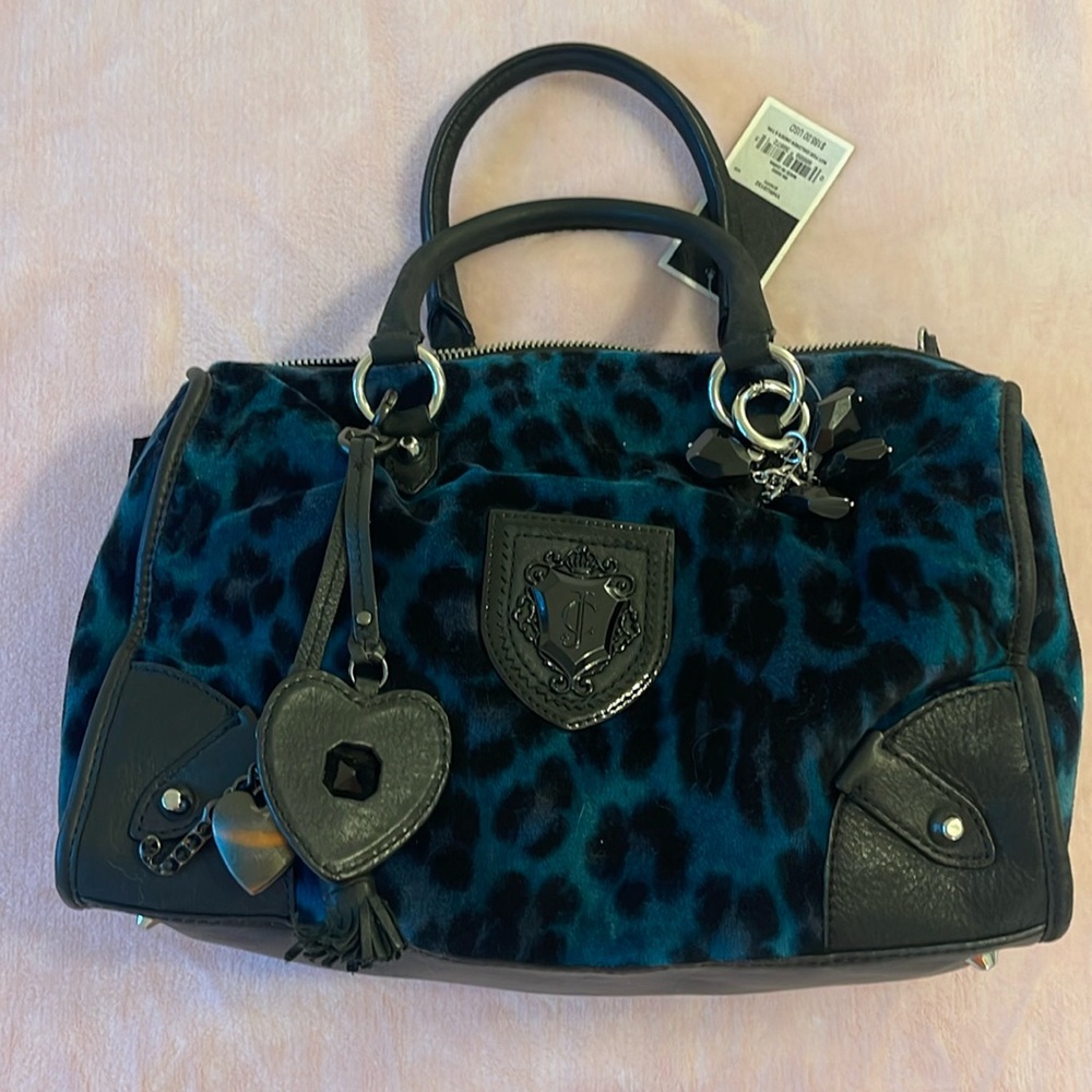 Juicy couture vintage bag, blue leopard print. New with tags